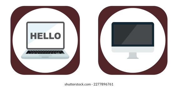 vector image set of 2 music and digital icons with yellow background and yellow border