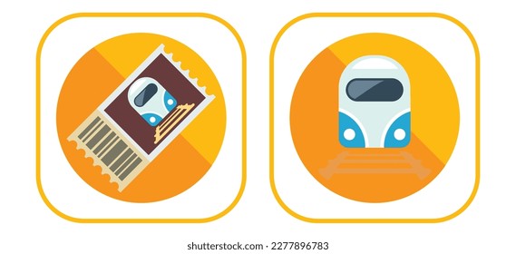 vector image set of 2 travel icons with yellow background and yellow border