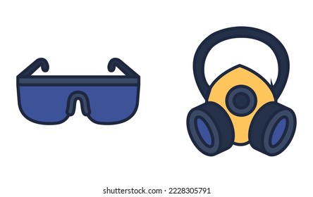 vector image set of 2 work safety icons with white background
