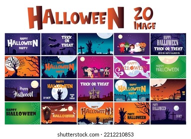 vector image. set of 20 images of the day of the witches