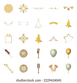 vector image set of 25 christmas icons white background