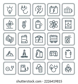 vector image set of 25 energy icons with white background