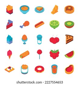 vector image set of 25 food icons with white background