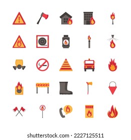 vector image set of 25 images of firefighters with white background