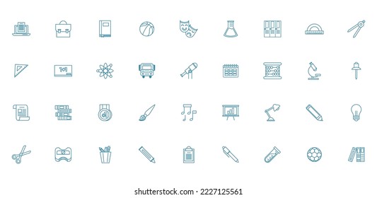 vector image set of 36 education images with white background