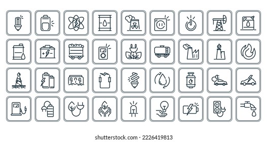 vector image set of 36 energy icons with white background