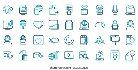 vector image set of 36 internet icons with white background