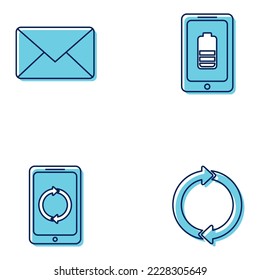 vector image set of 4 cell phone icons with white background