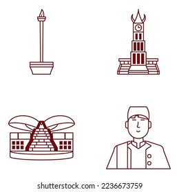 vector image set of 4 culture of india icons with white background