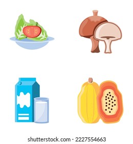 vector image set of 4 food icons with white background