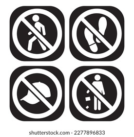 vector image set of 4 forbidden icons with black lines