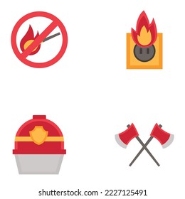 vector image set of 4 images of firefighters with white background