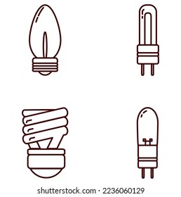 vector image set of 4 lighting lamp icons with white background