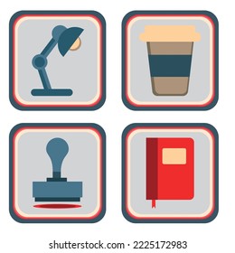 vector image set of 4 office icons with white background