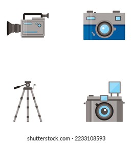vector image set of 4 photography and video accessories icons on white background
