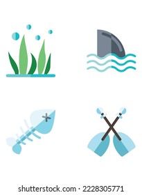 vector image set of 4 sea icons with white background