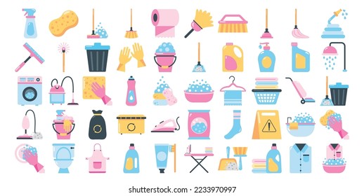 vector image set of 50 toilet icons on white background