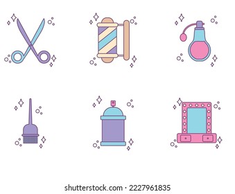 vector image set of 6 beauty icons with white background