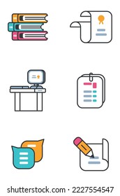 vector image set of 6 education icons with white background