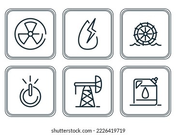 vector image set of 6 energy icons with white background