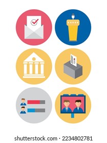 vector image set of 6 voting icons with white background