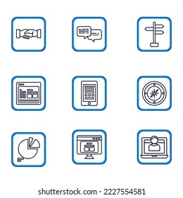 vector image set of 9 business icons with white background