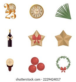 vector image set of 9 christmas icons white background