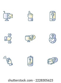 conjunto de imágenes vectoriales de 9 iconos de ayuda con fondo blanco