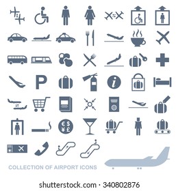 Vector image of a set of airport icons
