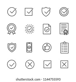 Vector image set of approve line icons.