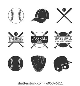 Vector image of set of baseball logos and icons.