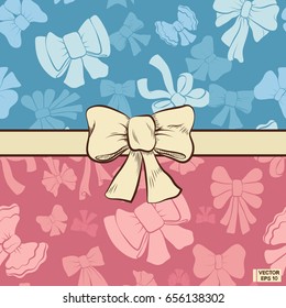 Vector image. A set of beautiful festive bows. Silhouettes of bows, an element for design.