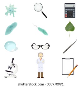 Vector image of a set of biology sciense icons