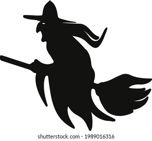 Vector Image Set Black Silhouette Witch Stock Vector (Royalty Free ...