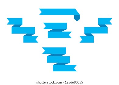 Vector image set of blue ribbons banners.