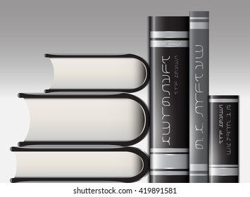 Vector image of a set of books in two profiles