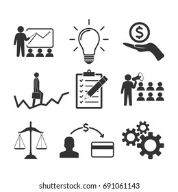 Vector image of set of business icons.