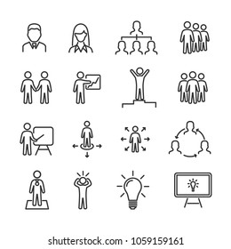 Vector image set of business people line icons.