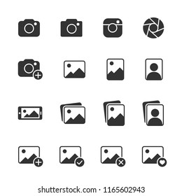 Vector image set of camera and photo icons.