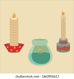 Vector image of a set of candles of different types
