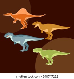 Vector image of a Set of carnivore dinosaurs like t-rex