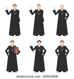 Vector image of the set of Catholic priests