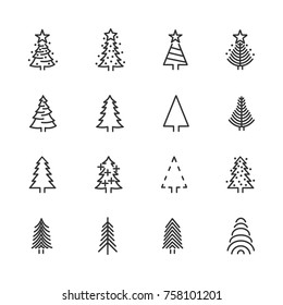 Vector Image Set Christmas Trees Line Stock Vector (Royalty Free ...