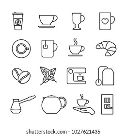 Vector image set of coffee and tea line icons.