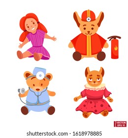 Vector image. Set of colored children's toys in flat style.