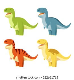 Vector image of set of colourful t-rexes