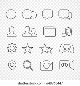 Vector image of a set of contour web icons.