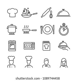 Vector image set of cooking line icons.