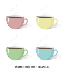 Vector image of set of cups