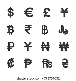 Vector image of set of currency icons.